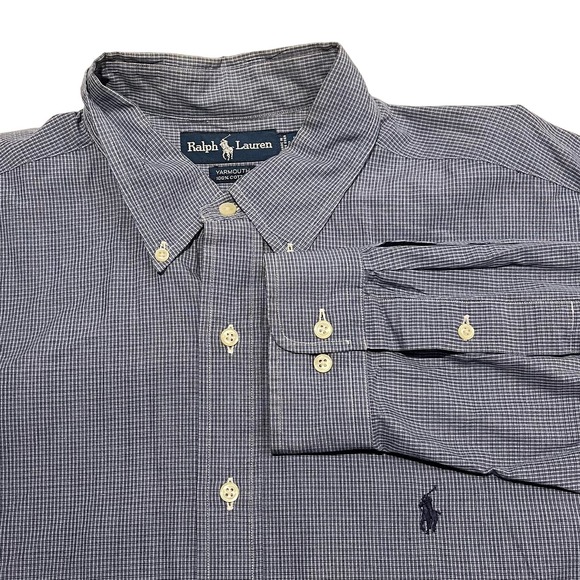 Ralph Lauren men’s Size XL Checkered Button Down Men’s Size 17 Shirt - Picture 1 of 11